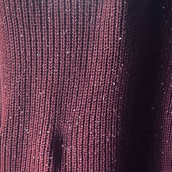 Glitzy Girls Womens Burgundy Ribbed V Neck Long Sleeve Pullover Sweater Size 2X - Picture 3 of 6